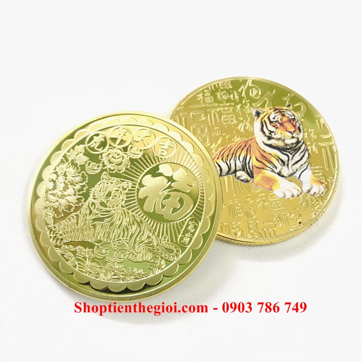 Xu Con Cọp In Màu 3D Vàng - SP005300 